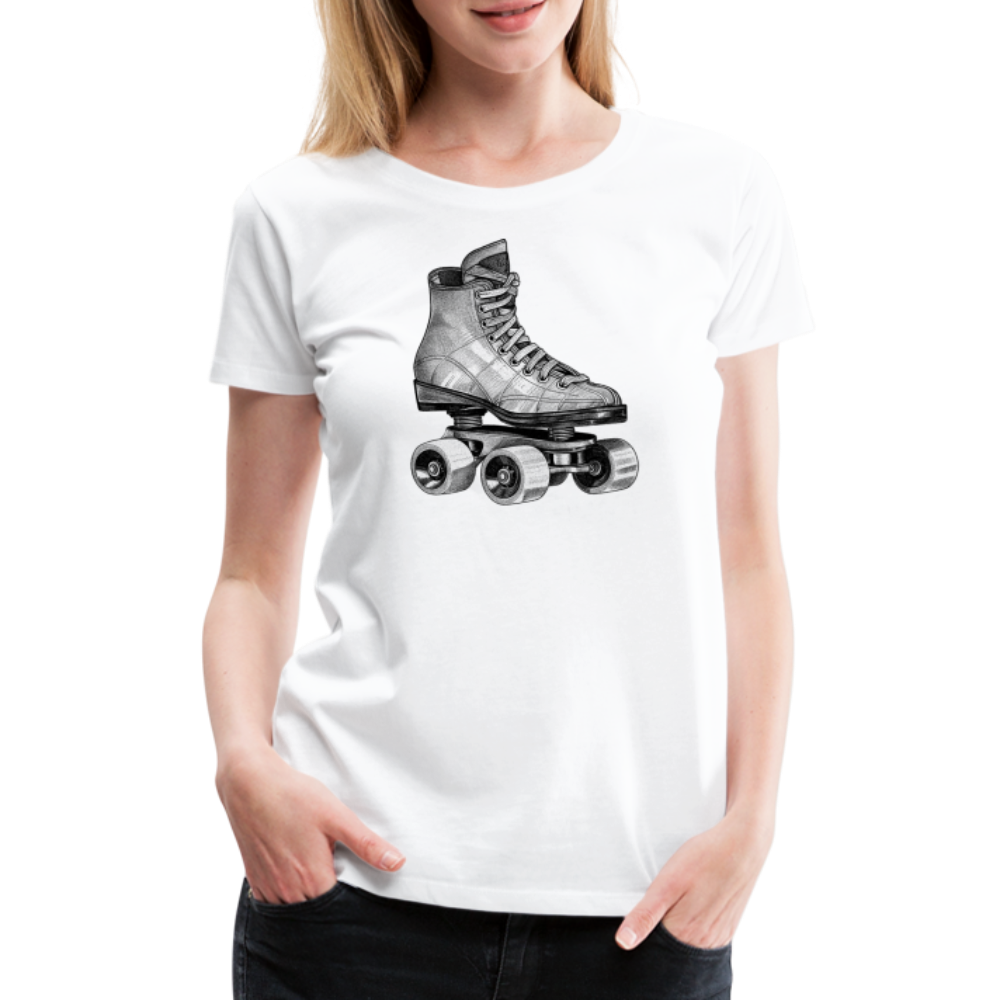 80s 90s Style Rollerskates Rollschuh Frauen Premium T-Shirt - weiß