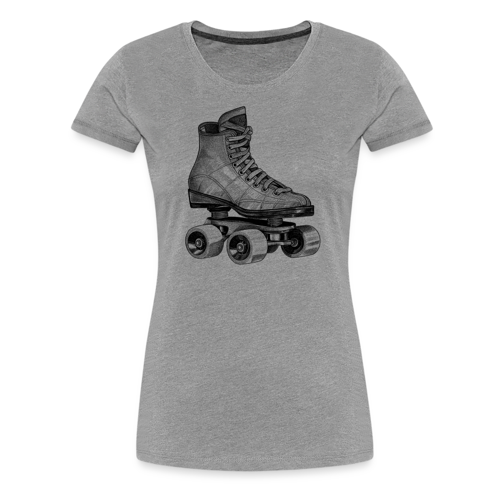 80s 90s Style Rollerskates Rollschuh Frauen Premium T-Shirt - Grau meliert