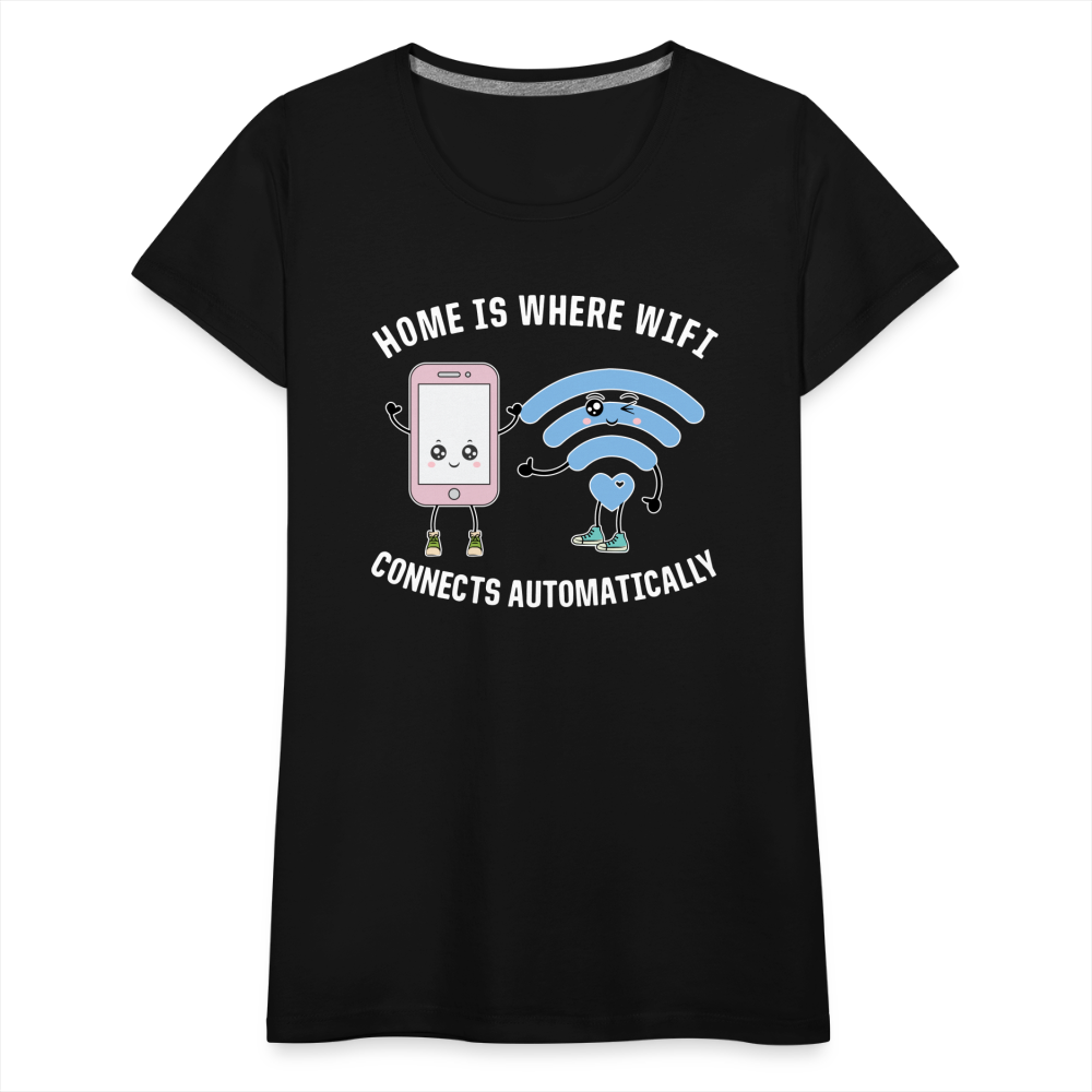 Kawaii Handy Wifi W-Lan - Home is Where Wifi Connects Lustiges Frauen Premium T-Shirt - Schwarz