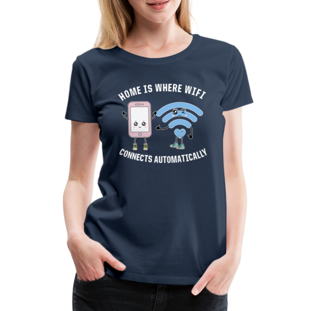 Kawaii Handy Wifi W-Lan - Home is Where Wifi Connects Lustiges Frauen Premium T-Shirt - Navy