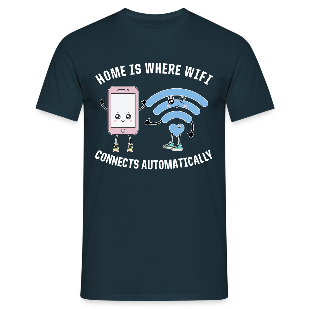 Kawaii Handy Wifi W-Lan - Home is Where Wifi Connects Lustiges T-Shirt - Navy
