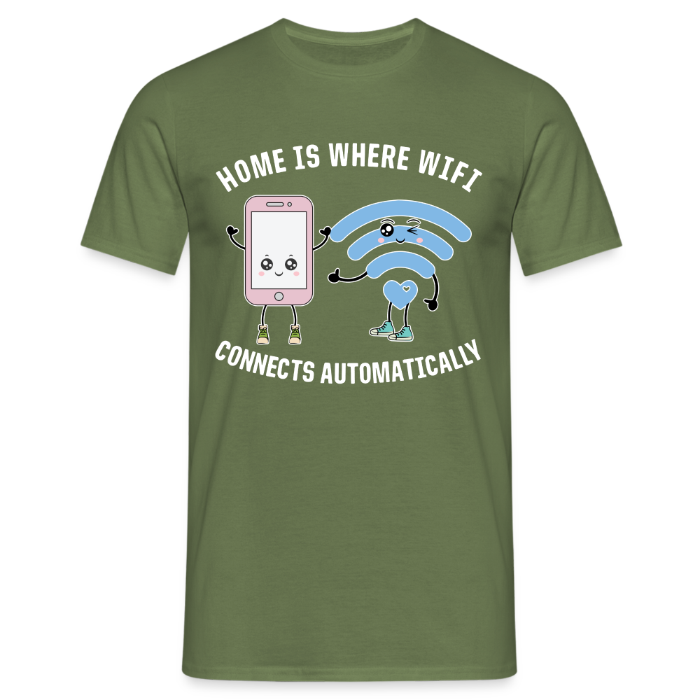 Kawaii Handy Wifi W-Lan - Home is Where Wifi Connects Lustiges T-Shirt - Militärgrün