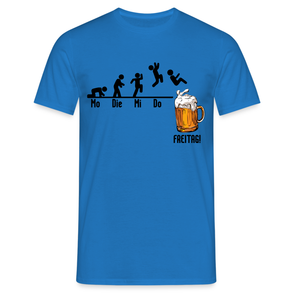 Witziges Bier Shirt Wochentage bis Freitag - Strichmännchen Lustiges T-Shirt - Royalblau