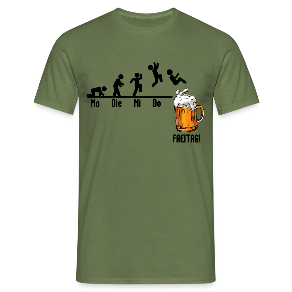 Witziges Bier Shirt Wochentage bis Freitag - Strichmännchen Lustiges T-Shirt - Militärgrün