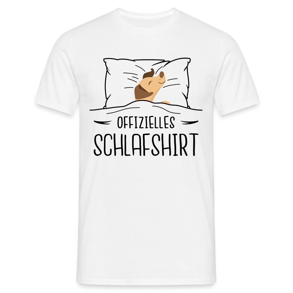 Hund im Bett Offizielles Schlafshirt Lustiges T-Shirt - weiß