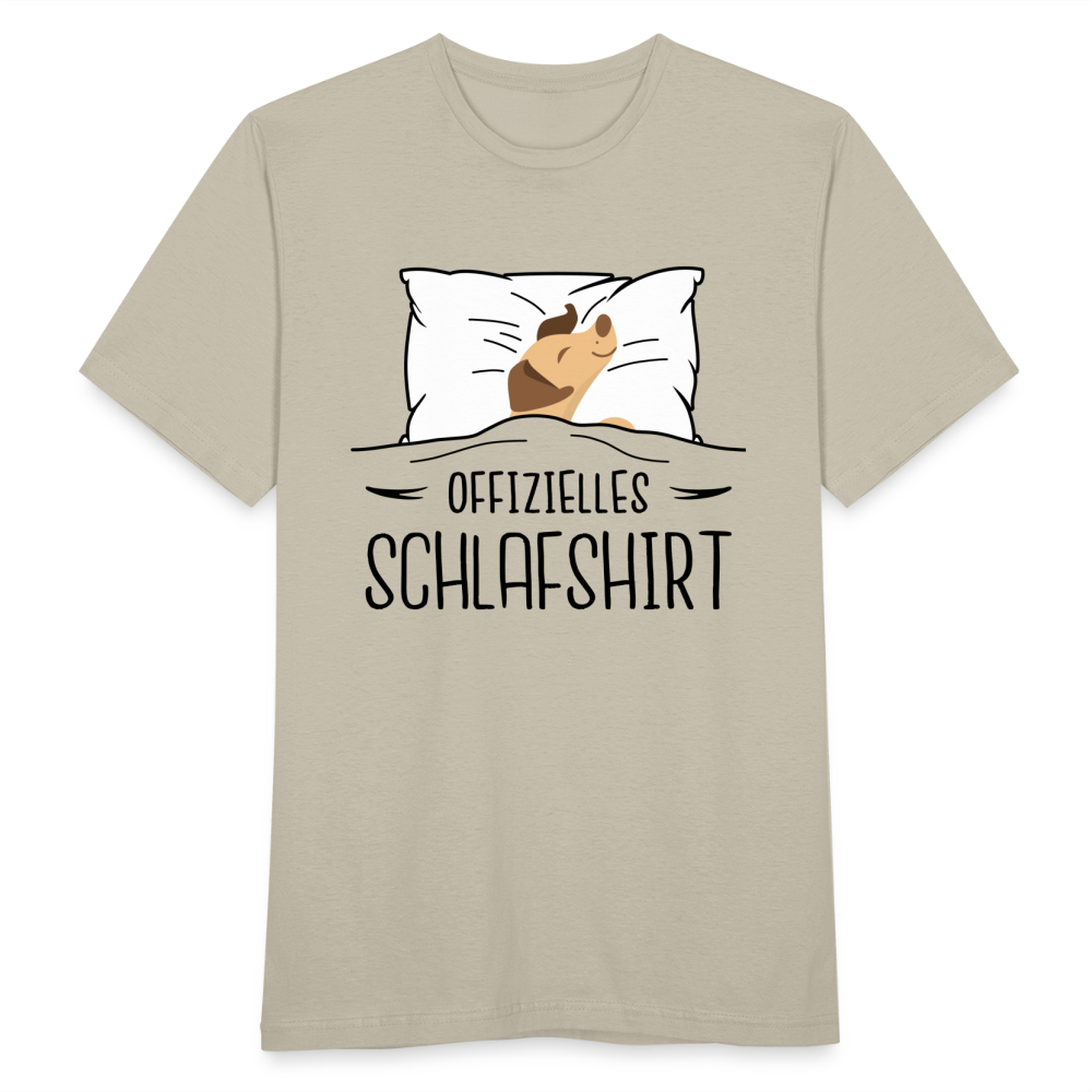 Hund im Bett Offizielles Schlafshirt Lustiges T-Shirt - Sandbeige