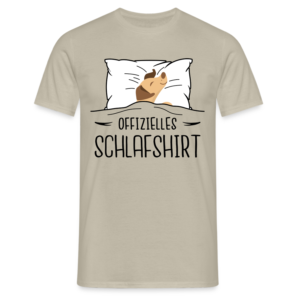 Hund im Bett Offizielles Schlafshirt Lustiges T-Shirt - Sandbeige