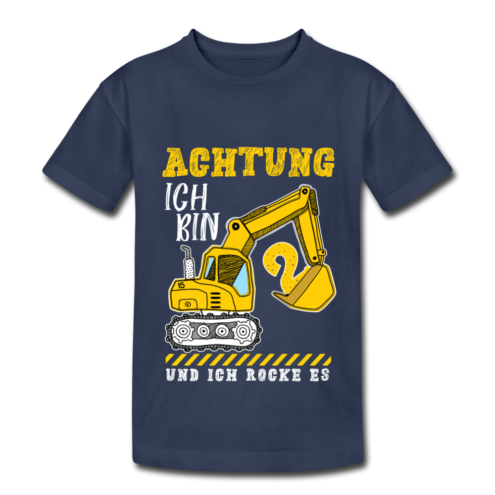 Bagger - Ich bin 2 und ich rocke es Kinder Geburtstags T-Shirt - Navy