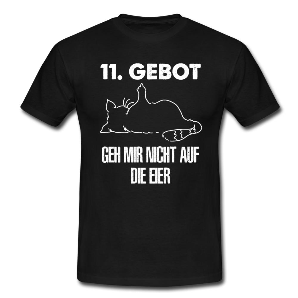 Lustige Katze Mittelfinger - Geh mir nicht auf die Eier T-Shirt - Schwarz