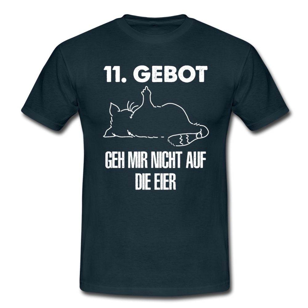 Lustige Katze Mittelfinger - Geh mir nicht auf die Eier T-Shirt - Navy