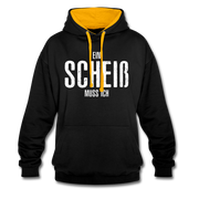 Ein Scheiß Muss Ich - Lustig Sarkastisch Kontrast-Hoodie - Schwarz/Gold
