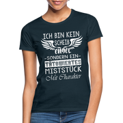 Ich bin kein Engel sondern ein Tätowiertes Miststück Lustiges Frauen T-Shirt - Navy