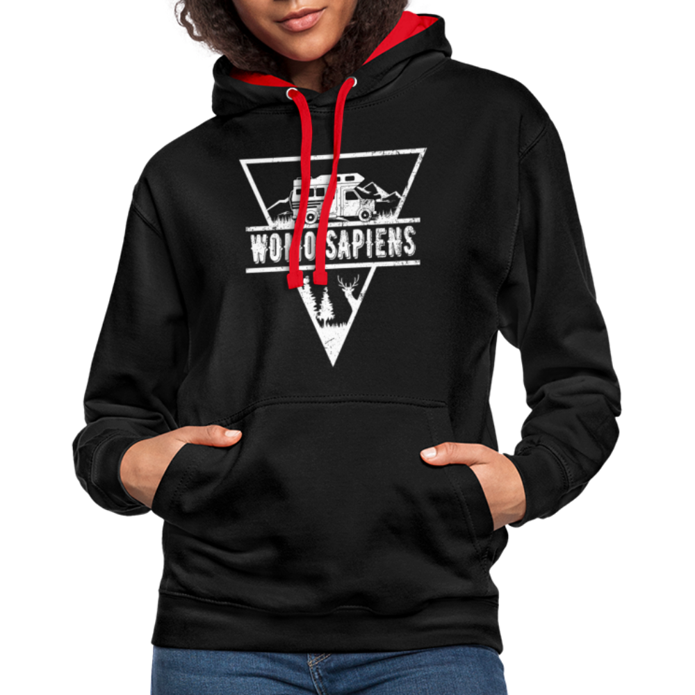 Wohnmobil WOMO SAPIENS Camper Freunde Kontrast-Hoodie - Schwarz/Rot