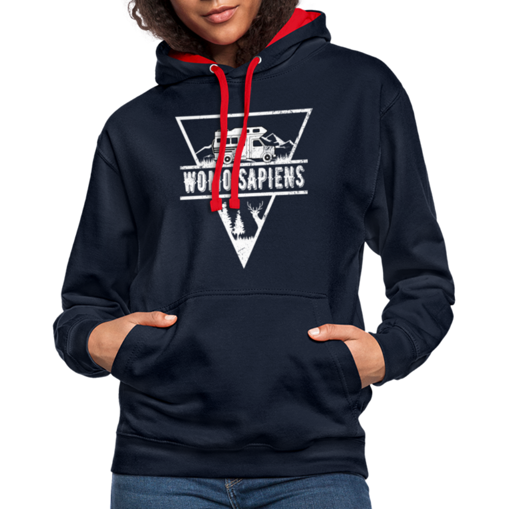 Wohnmobil WOMO SAPIENS Camper Freunde Kontrast-Hoodie - Navy/Rot