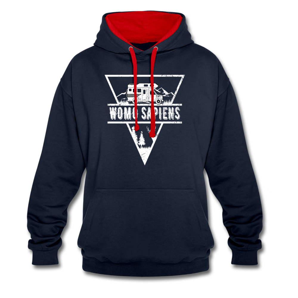 Wohnmobil WOMO SAPIENS Camper Freunde Kontrast-Hoodie - Navy/Rot