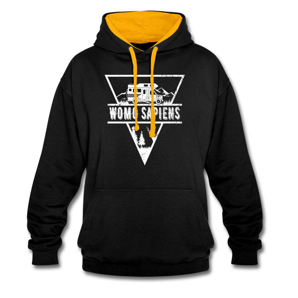 Wohnmobil WOMO SAPIENS Camper Freunde Kontrast-Hoodie - Schwarz/Gold