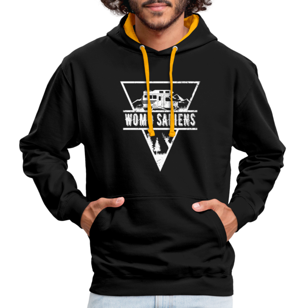 Wohnmobil WOMO SAPIENS Camper Freunde Kontrast-Hoodie - Schwarz/Gold