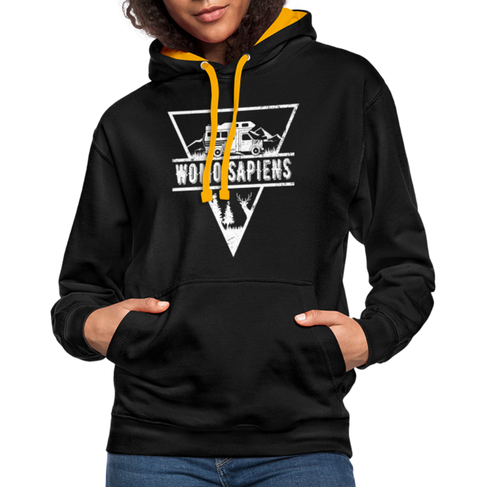 Wohnmobil WOMO SAPIENS Camper Freunde Kontrast-Hoodie - Schwarz/Gold