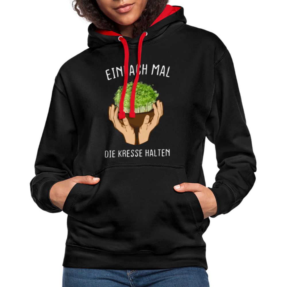 Für Gärtner Blumenliebhaber, einfach mal die Kresse halten Kontrast-Hoodie - Schwarz/Rot