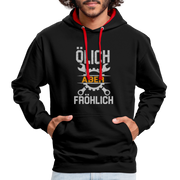 Mechaniker Ölich Aber Fröhlich Lustiger Geschenk Kontrast-Hoodie - Schwarz/Rot