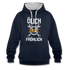 Mechaniker Ölich Aber Fröhlich Lustiger Geschenk Kontrast-Hoodie - Navy/Grau meliert