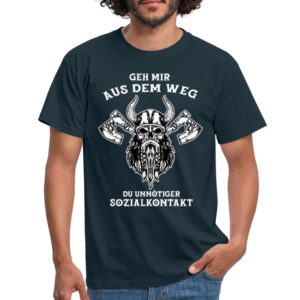 Wikinger Axt geh mir aus dem Weg Lustiges T-Shirt - Navy