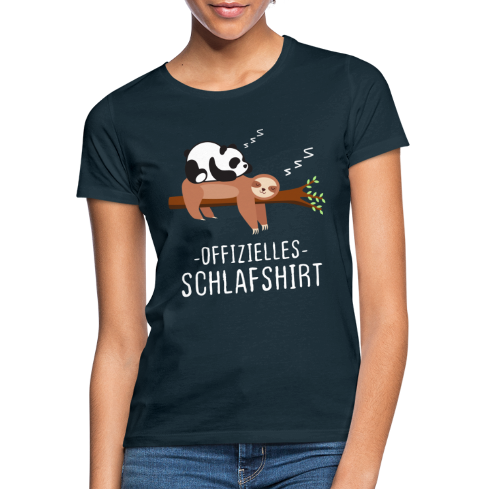 Panda Faultier Offizielles Schlafshirt Lustiges Frauen T-Shirt - Navy