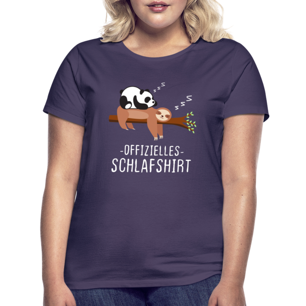 Panda Faultier Offizielles Schlafshirt Lustiges Frauen T-Shirt - Dunkellila