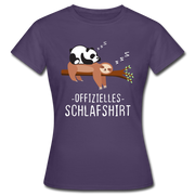 Panda Faultier Offizielles Schlafshirt Lustiges Frauen T-Shirt - Dunkellila