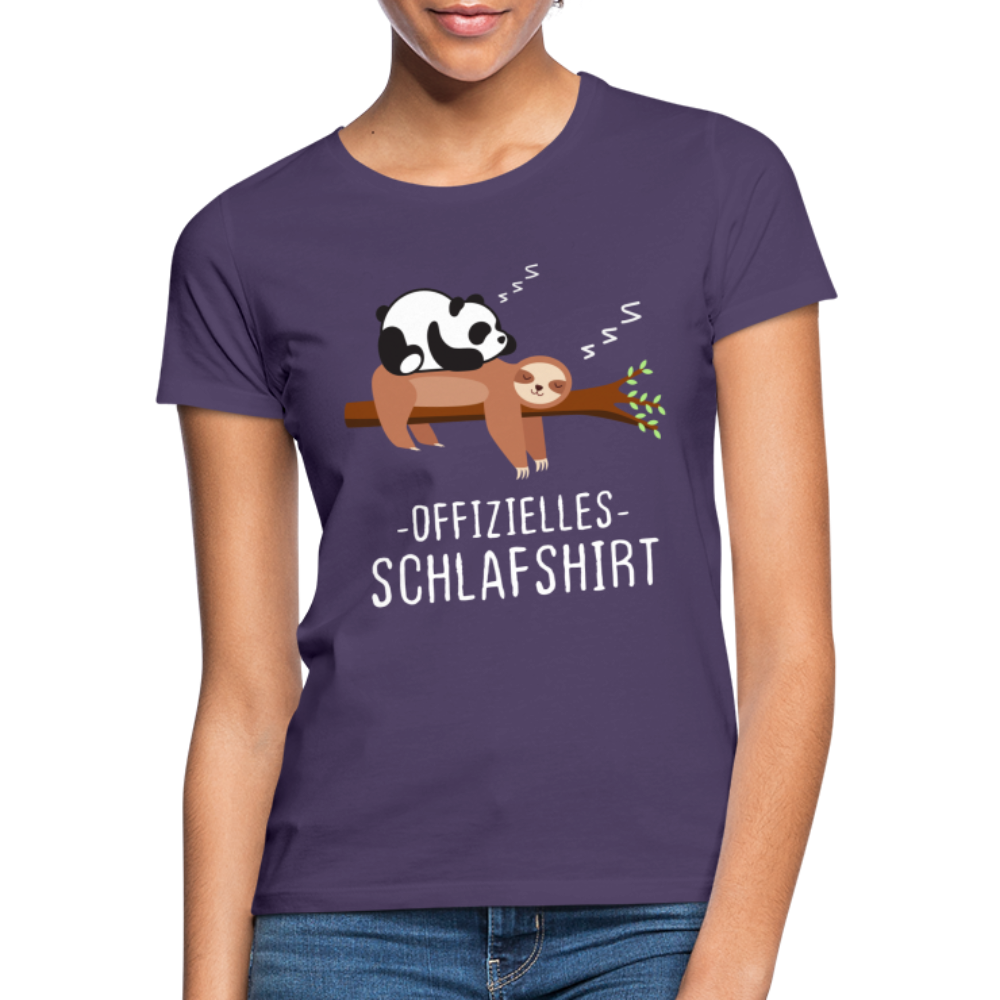 Panda Faultier Offizielles Schlafshirt Lustiges Frauen T-Shirt - Dunkellila