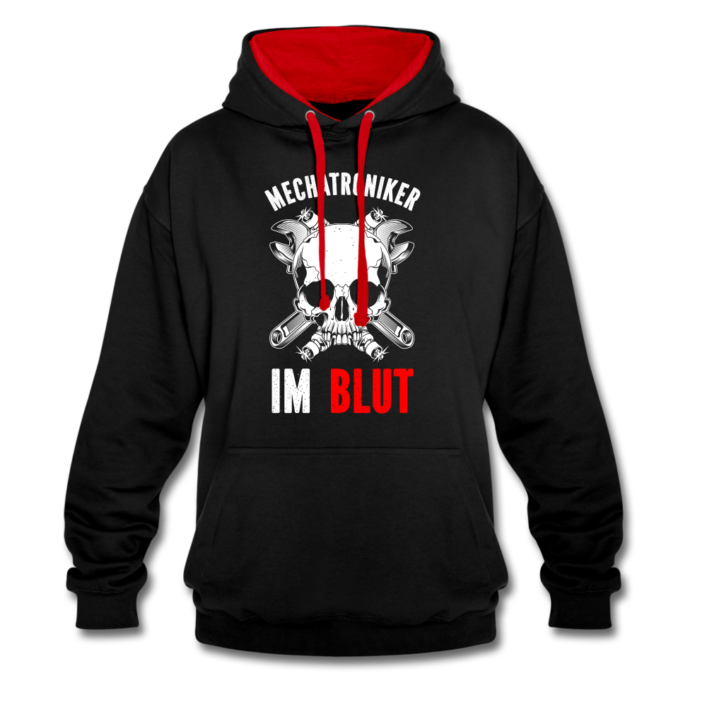 Mechatroniker Mechaniker im Blut Kontrast-Hoodie - Schwarz/Rot