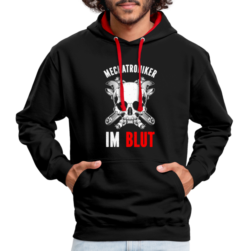 Mechatroniker Mechaniker im Blut Kontrast-Hoodie - Schwarz/Rot