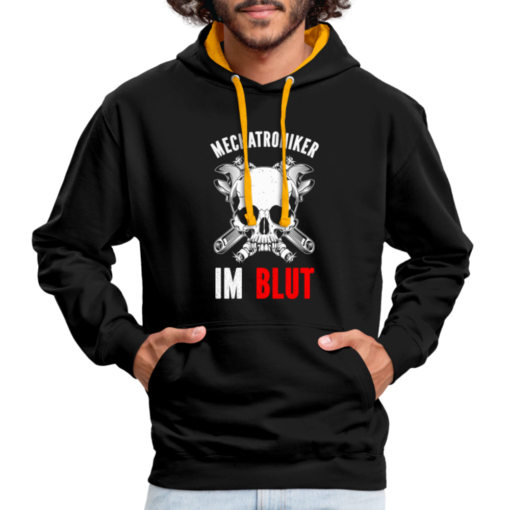 Mechatroniker Mechaniker im Blut Kontrast-Hoodie - Schwarz/Gold