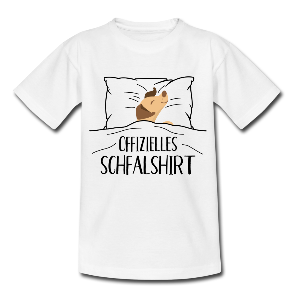 Hund im Bett Offizielles Schlafshirt Lustiges Kinder T-Shirt - Weiß