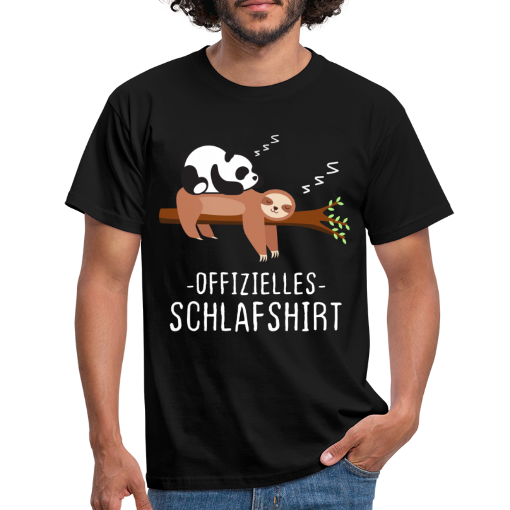 Panda Faultier Offizielles Schfafshirt Lustiges T-Shirt - Schwarz