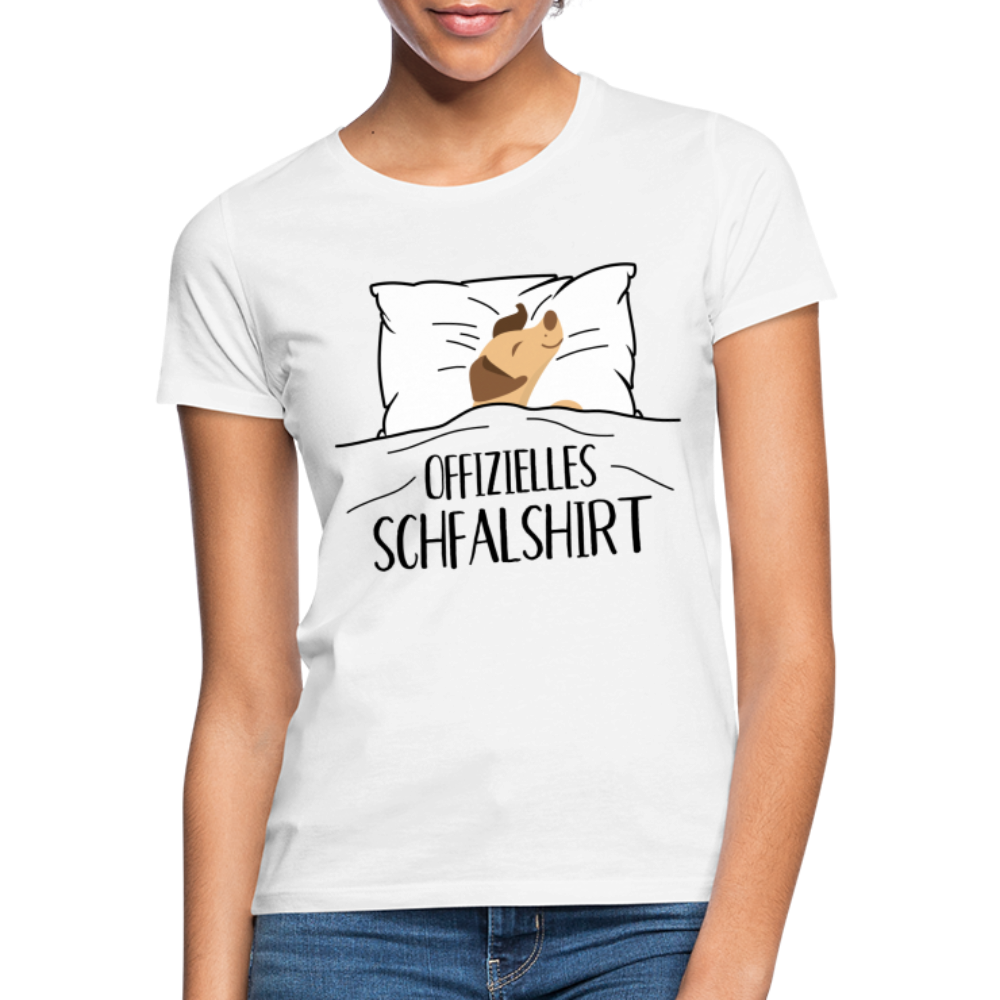 Hund im Bett Offizielles Schlafshirt Lustiges Frauen T-Shirt - Weiß