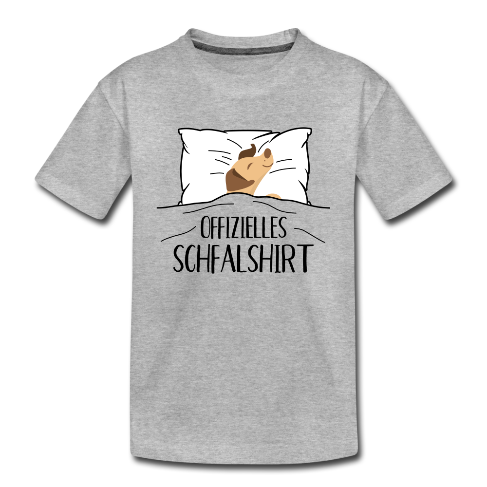 Hund im Bett Offizielles Schlafshirt Lustiges Kinder Premium T-Shirt - Grau meliert