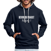 Bevor Du Fragst NEIN Lustiger Sarkasmus Kontrast-Hoodie - Navy/Grau meliert