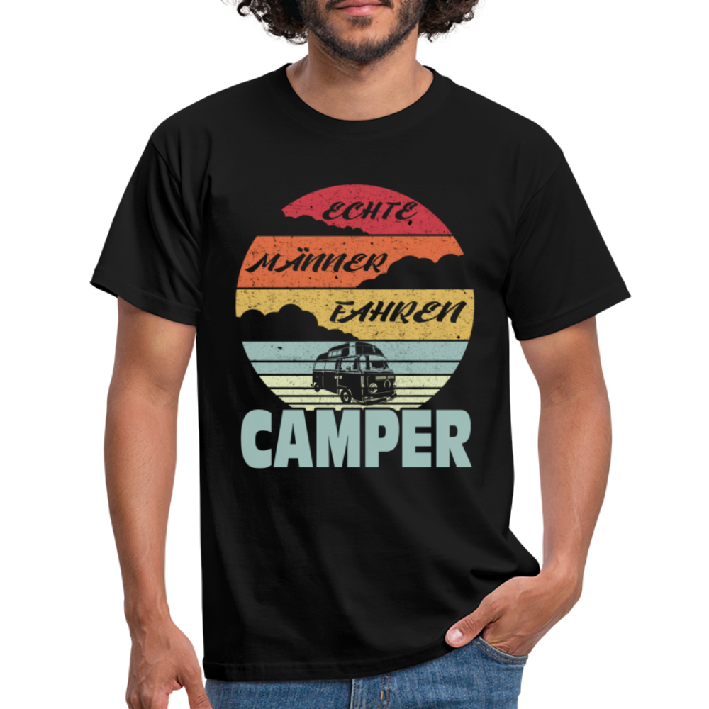 Wohnmobil Womo Echte Männer Fahren Camper Camping T-Shirt - Schwarz