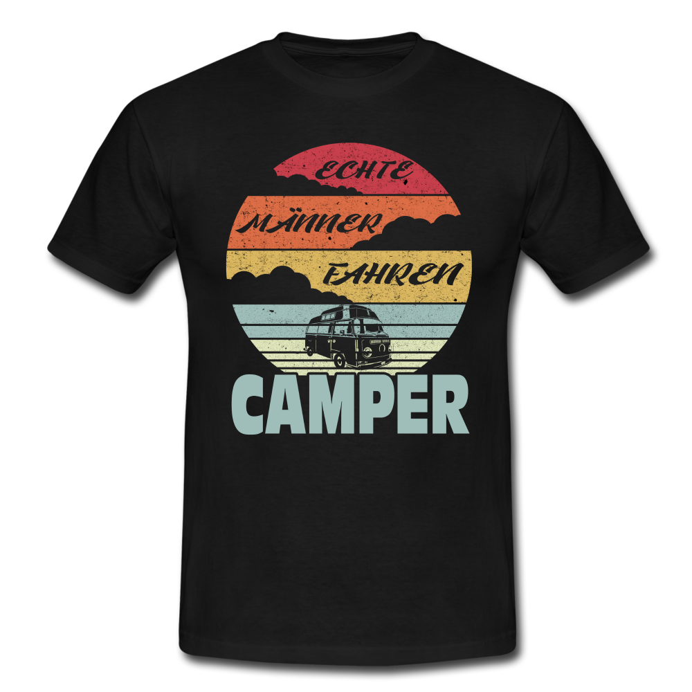 Wohnmobil Womo Echte Männer Fahren Camper Camping T-Shirt - Schwarz