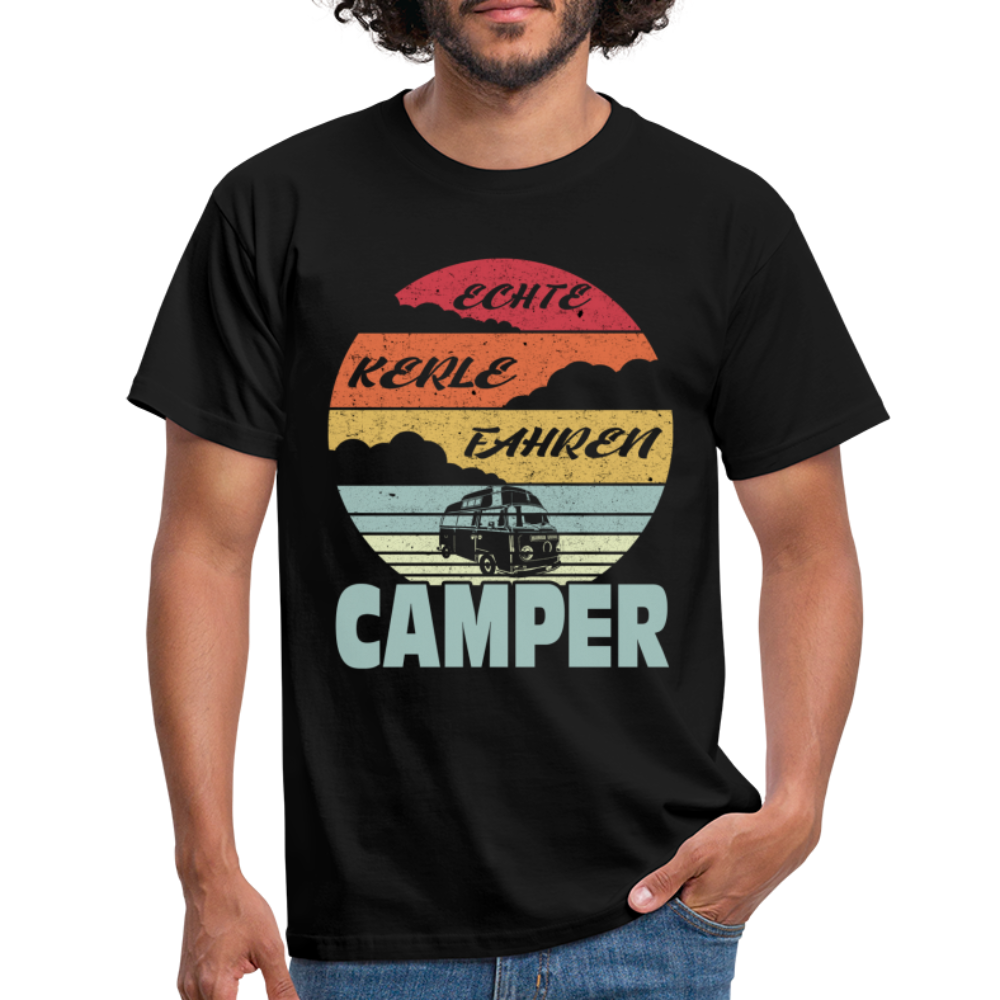Wohnmobil Womo Echte Kerle Fahren Camper Camping T-Shirt - Schwarz