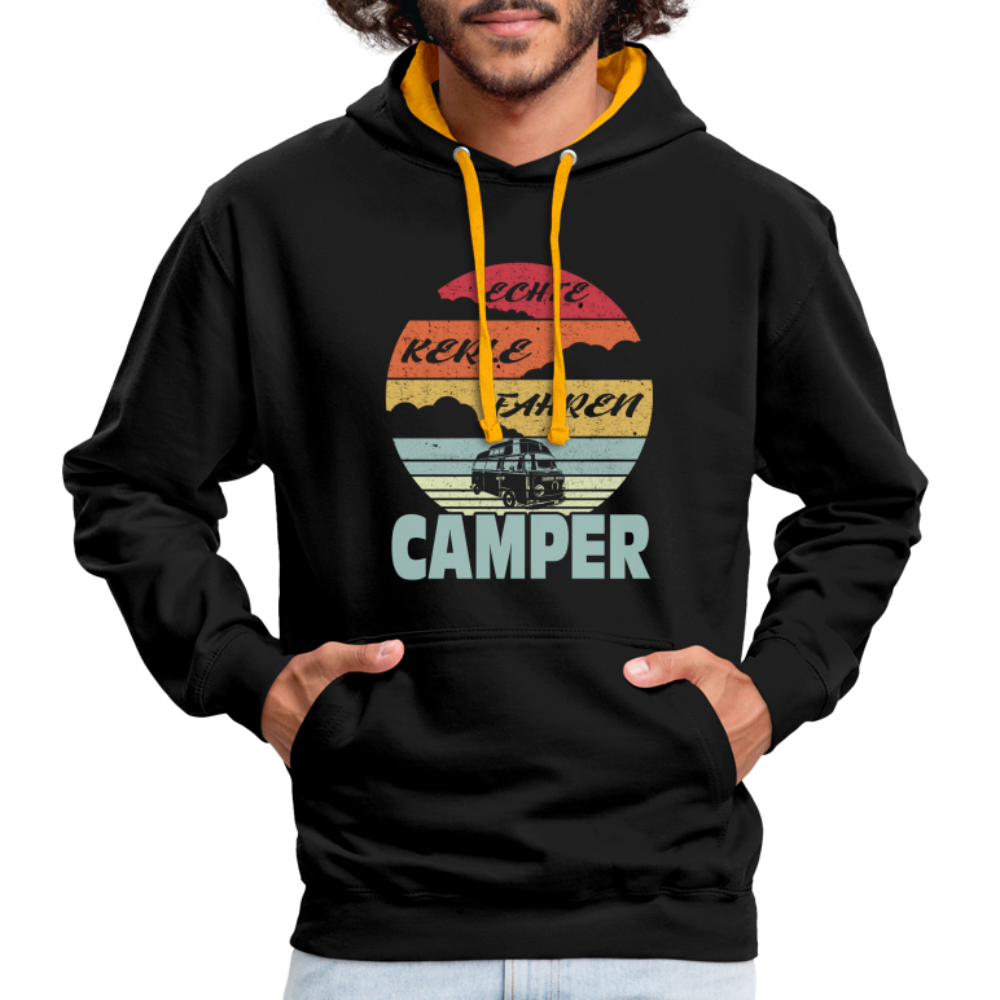 Wohnmobil Womo Echte Kerle Fahren Camper Camping Kontrast-Hoodie - Schwarz/Gold