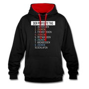 Gamer Gaming Zocken Der Perfekte Tag Lustiger Kontrast-Hoodie - Schwarz/Rot