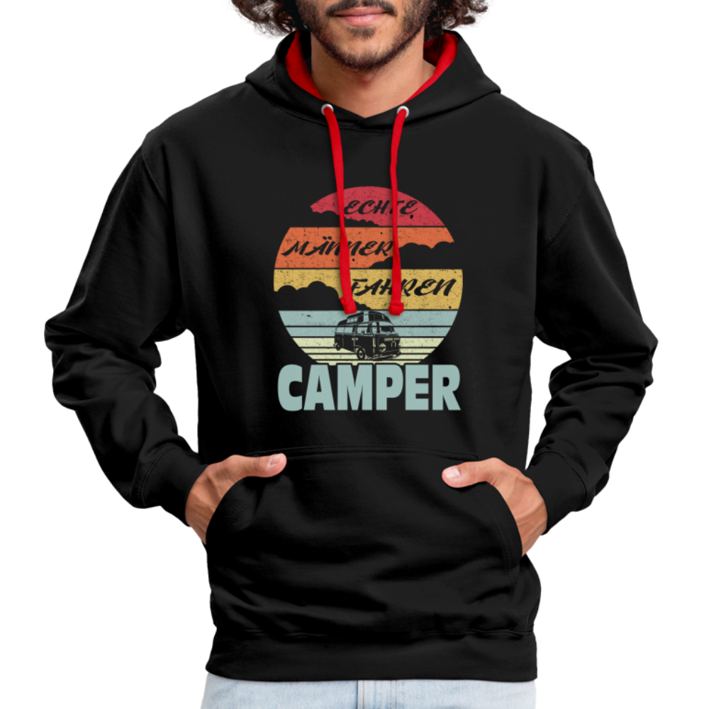 Wohnmobil Womo Echte Männer Fahren Camper Camping Kontrast-Hoodie - Schwarz/Rot