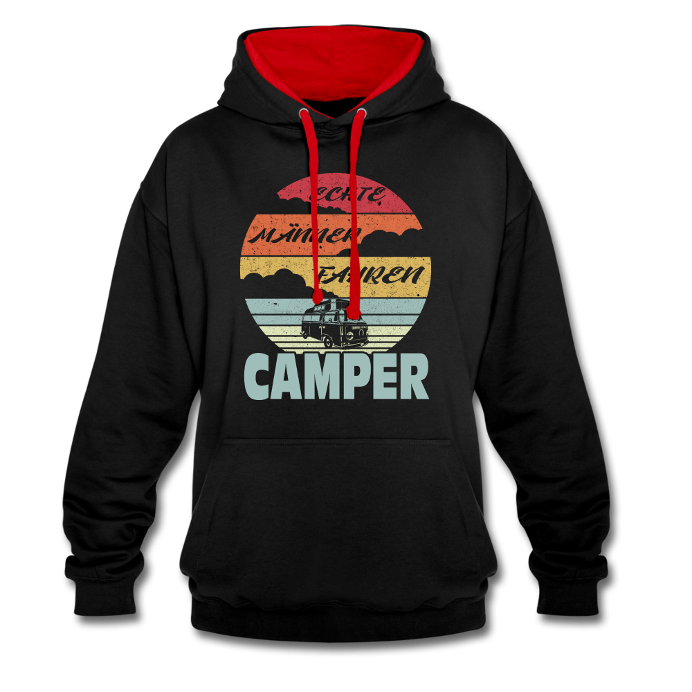 Wohnmobil Womo Echte Männer Fahren Camper Camping Kontrast-Hoodie - Schwarz/Rot