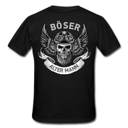 Biker Motorrad Totenkopf Böser Alter Mann Rückendruck T-Shirt - Schwarz