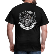 Biker Motorrad Totenkopf Böser Alter Mann Rückendruck T-Shirt - Schwarz