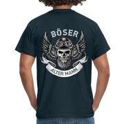 Biker Motorrad Totenkopf Böser Alter Mann Rückendruck T-Shirt - Navy