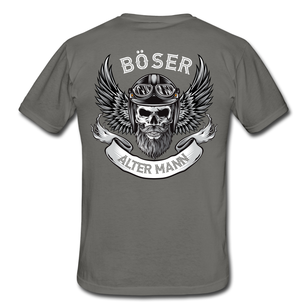 Biker Motorrad Totenkopf Böser Alter Mann Rückendruck T-Shirt - Graphit