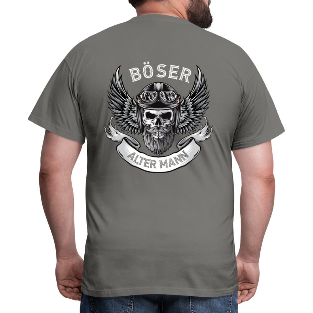 Biker Motorrad Totenkopf Böser Alter Mann Rückendruck T-Shirt - Graphit